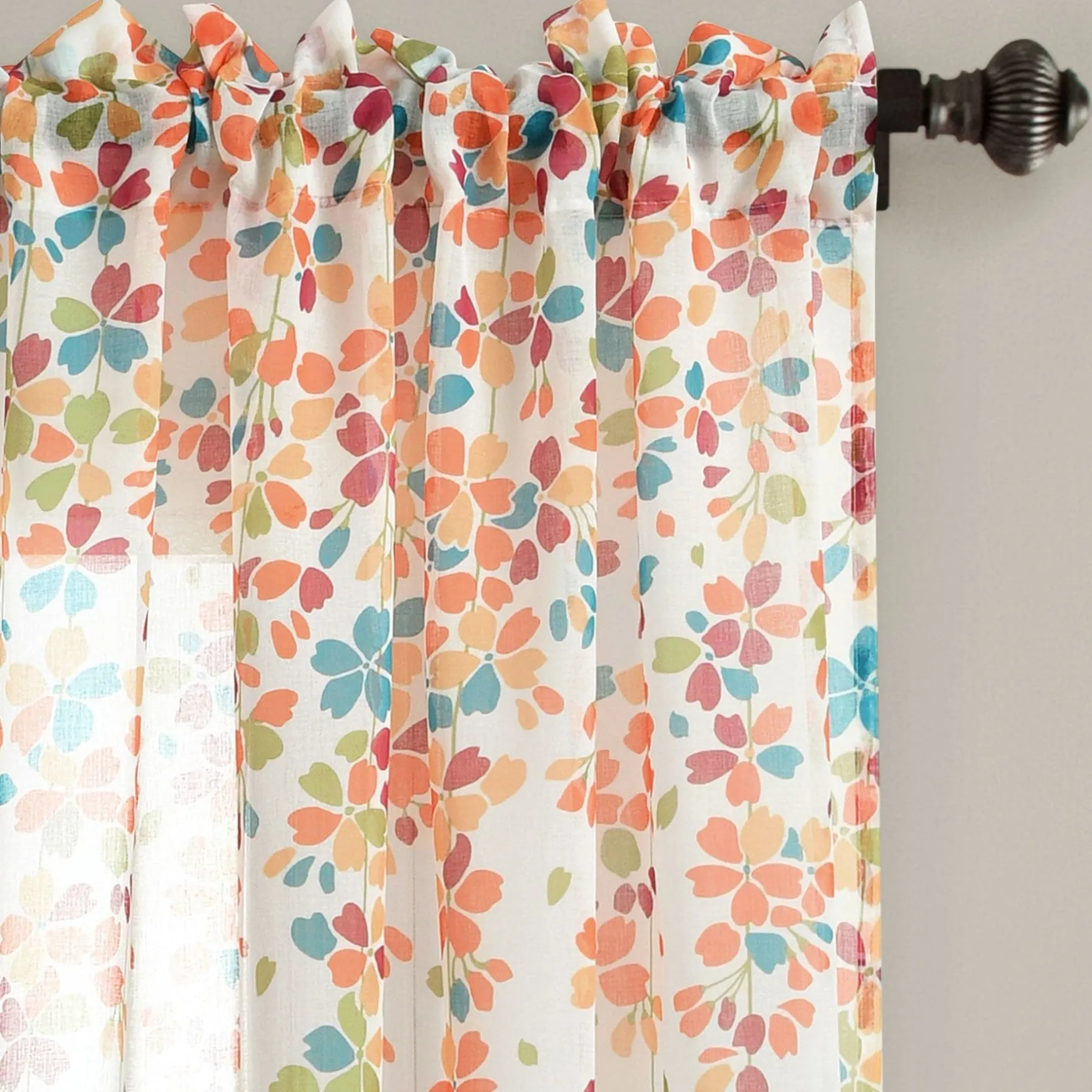 Weeping Flower Sheer Window Curtain Panel Set