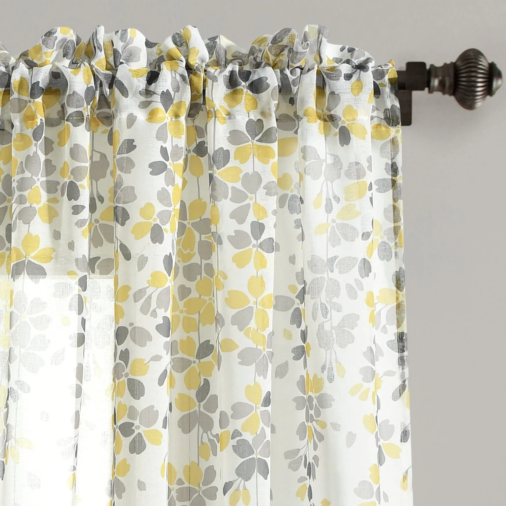 Weeping Flower Sheer Window Curtain Panel Set