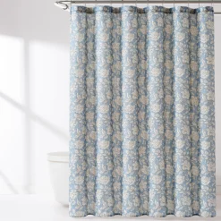 Zara Floral Block Linen Textured Shower Curtain