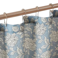 Zara Floral Block Linen Textured Shower Curtain