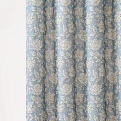 Zara Floral Block Linen Textured Shower Curtain