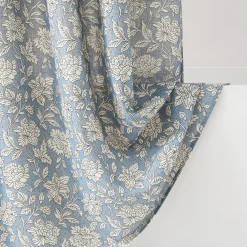 Zara Floral Block Linen Textured Shower Curtain