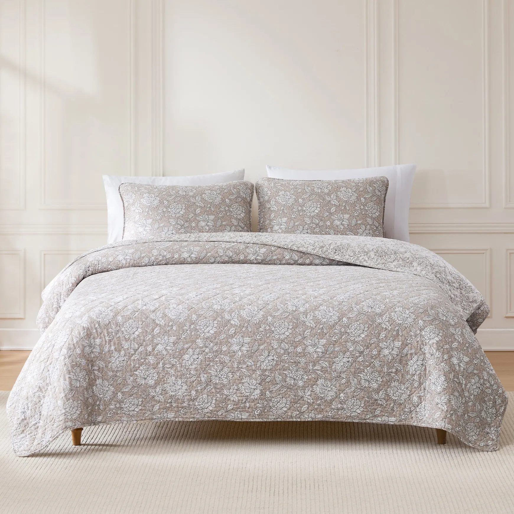 Zara Floral Block Reversible Cotton Quilt Set