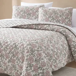 Zara Floral Block Reversible Quilt Set