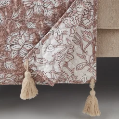 Zara Floral Block Reversible Cotton Throw Blanket