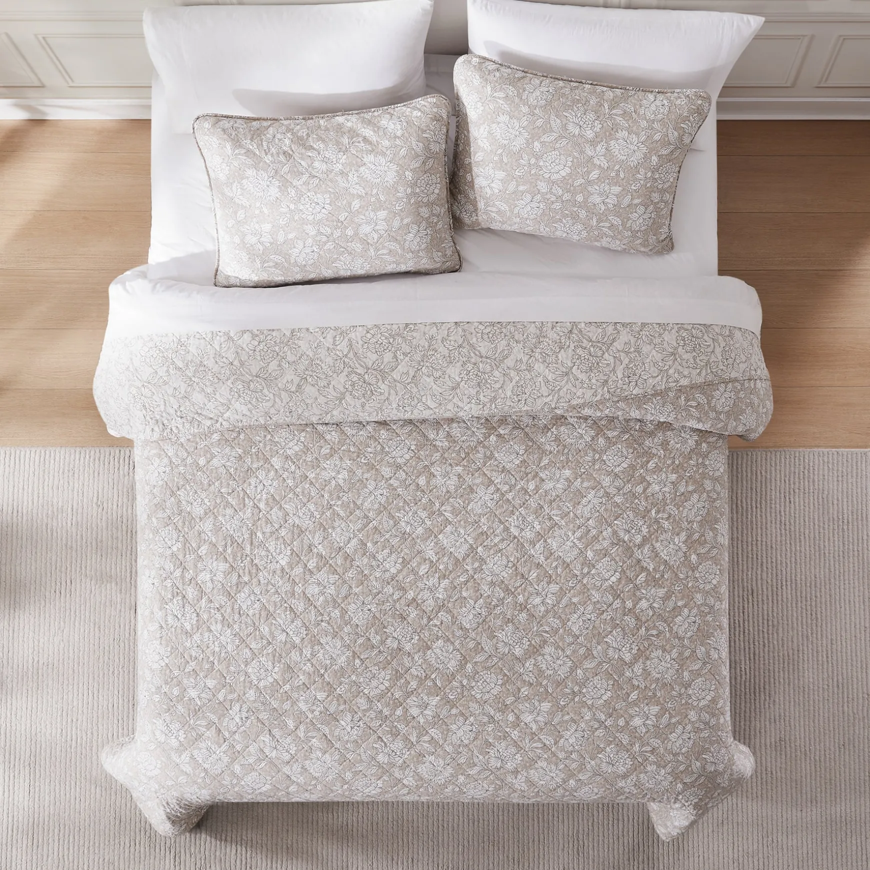 Zara Floral Block Reversible Cotton Quilt Set