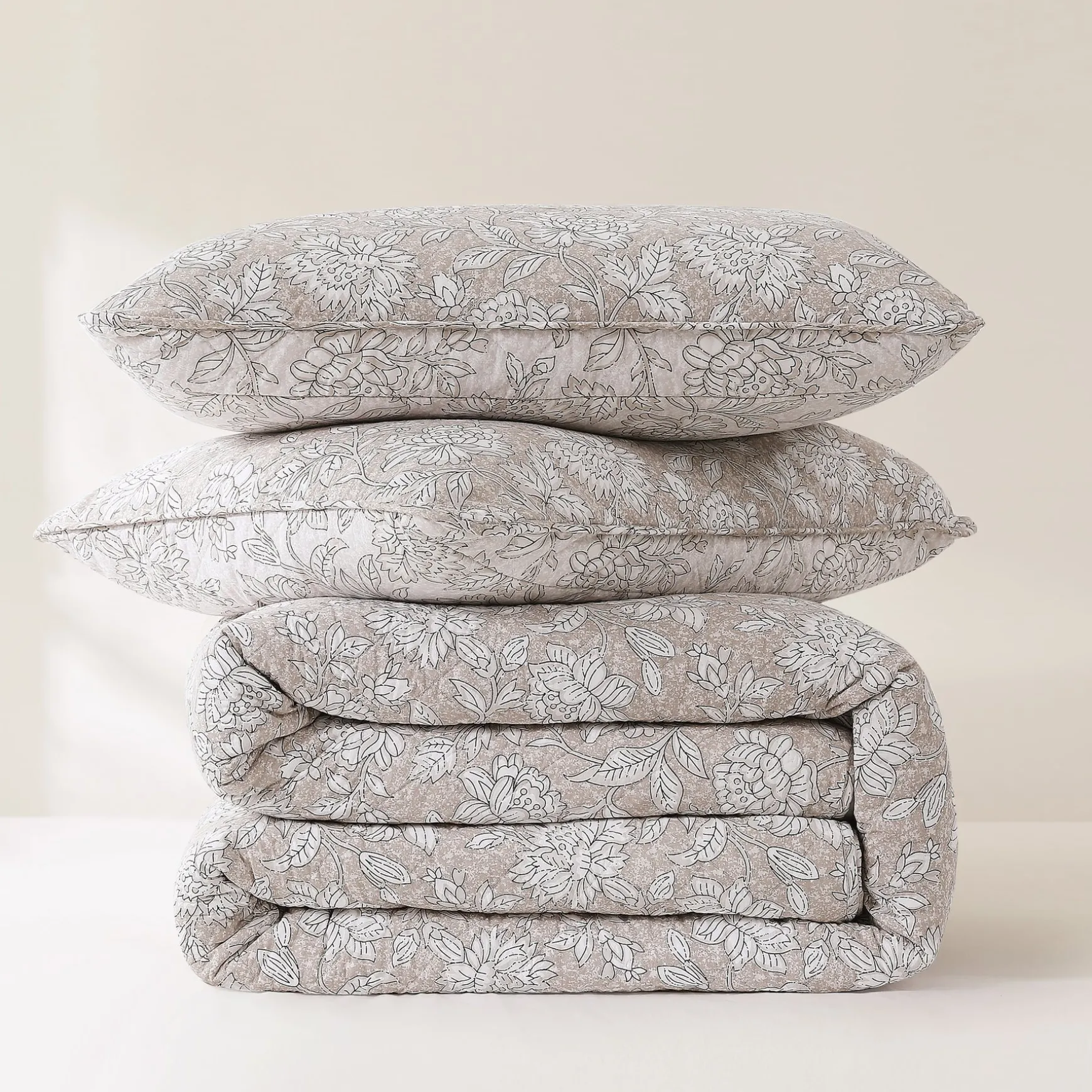 Zara Floral Block Reversible Cotton Quilt Set