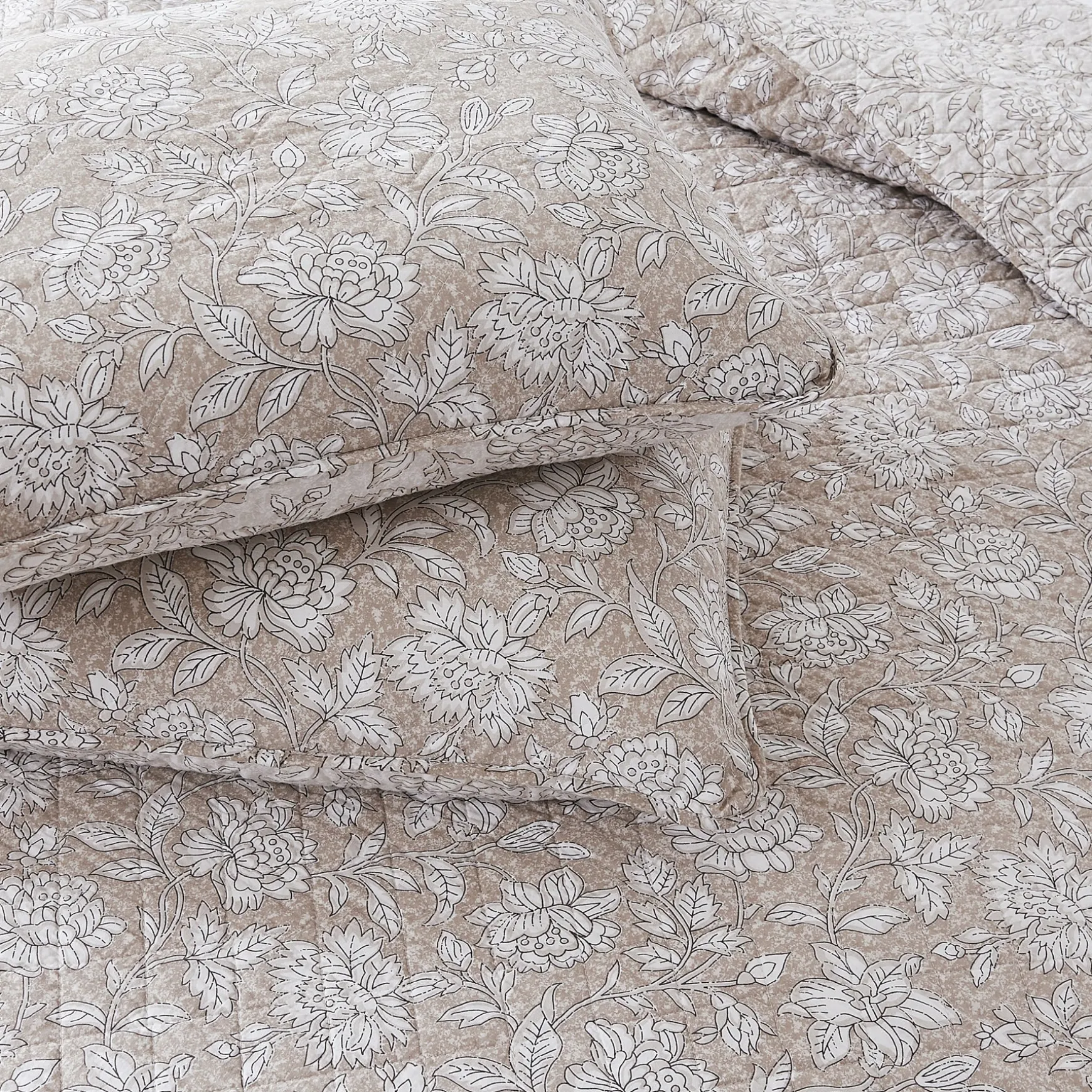 Zara Floral Block Reversible Cotton Quilt Set