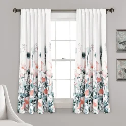 Zuri Flora Light Filtering Window Curtain Panel Set