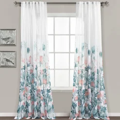 Zuri Flora Sheer Window Curtain Panel Set