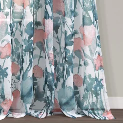 Zuri Flora Sheer Window Curtain Panel Set